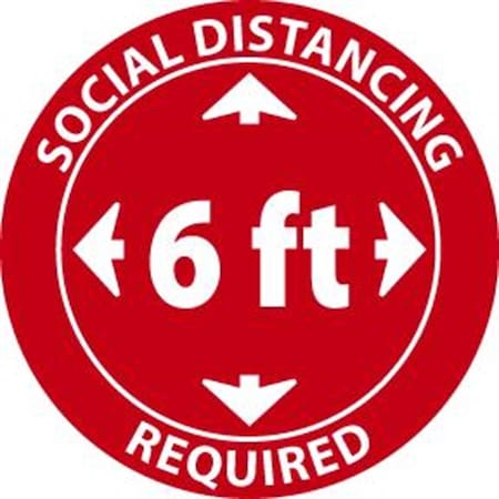 Nmc Safety Sign Label, SOCIAL DISTANCING REQUIRED 6 FT, Pressure Sensitive Vinyl 0045, 5pk, 4 H x 4 W ISO475AP